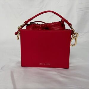 Steve Madden Red Mini Drawstring Crossbody Bag